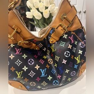 Louis Vuitton Greta Black Monogram Multicolore Canvas Hobo Bag cherry bl…